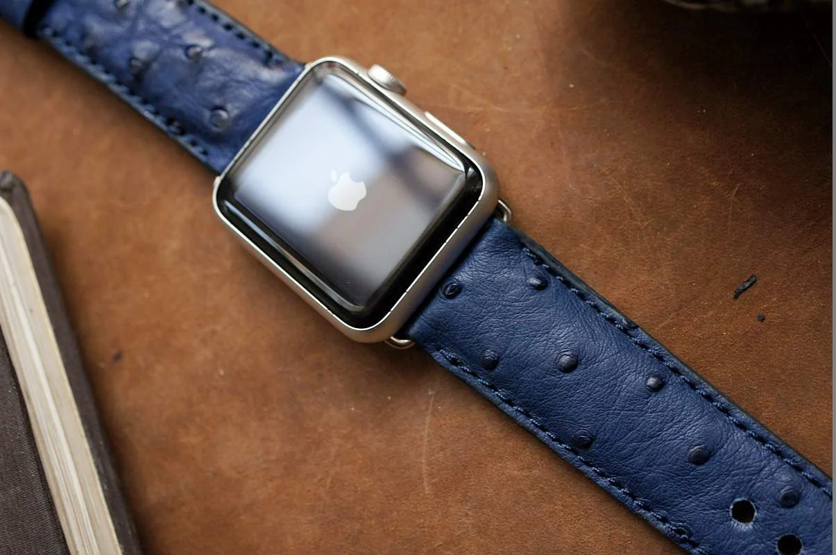 Handgefertigtes Uhrenarmband 2 aus Straußenbauchleder inkl. Bandadapter und Schließe für Apple Watch Serie 1 2 3 4 – Bild 5